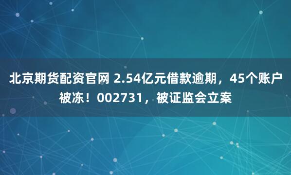 北京期货配资官网 2.54亿元借款逾期，45个账户被冻！002731，被证监会立案